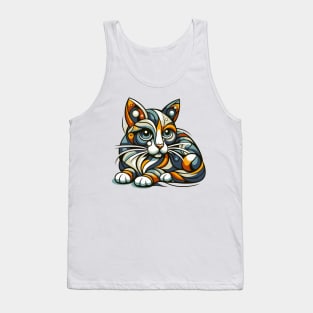 Pop art cat illustration. cubism cat illustration Tank Top